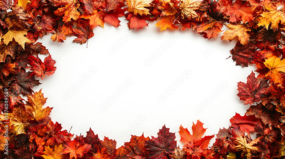 Poster autumn-themed rectangular frame border illustration with a white background, a simple and clean desi