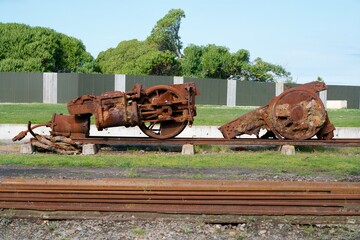 Rusty, Weathered Parts of an Old Steam Train