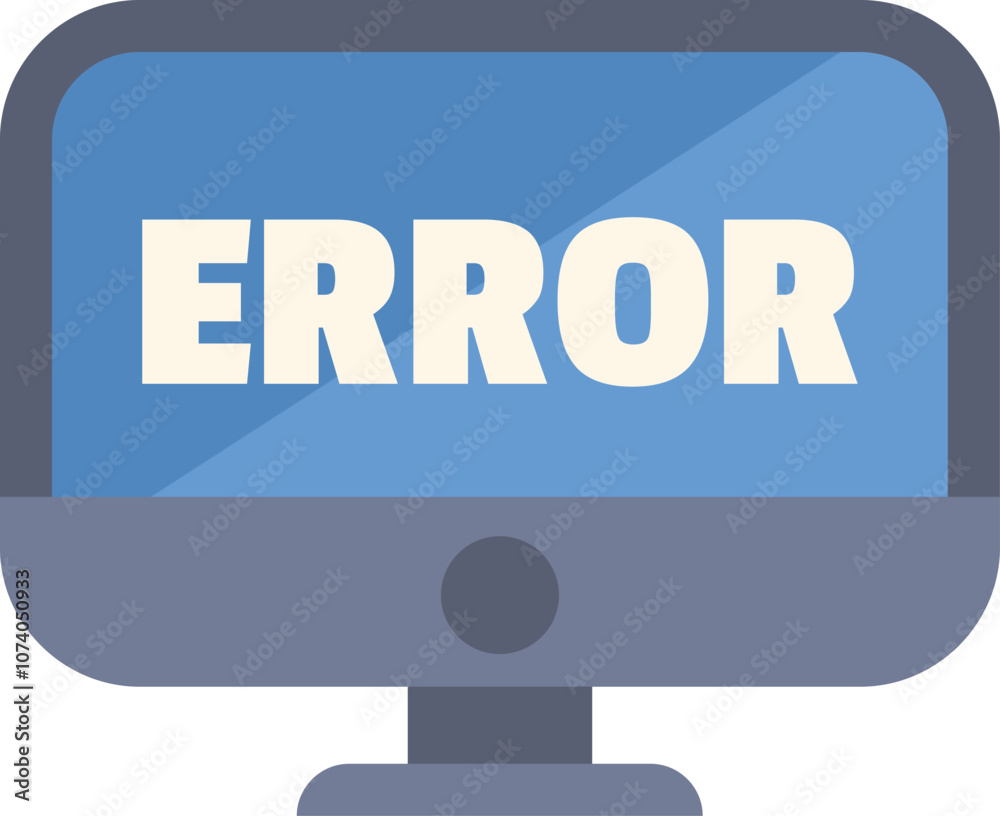 Poster desktop computer monitor is displaying an error message on a blue screen