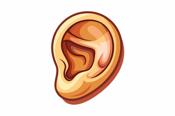 Human ear isolated on white vector art illustration
