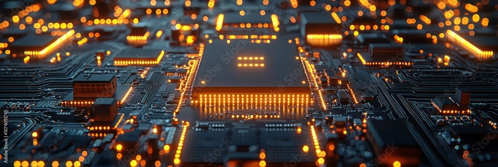Aufkleber illuminated circuit board with glowing components