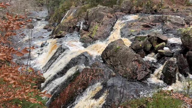 Waterfall in Danska fall nature reserve close to Halmstad, Sweden