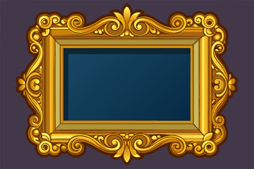 Gold-plated wooden picture frame vector illustration