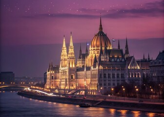 Obraz premium Captivating Bokeh Effect of Uno Wien's Beautiful Nightscape with Vibrant Colors and Soft Glows Enhancing the Urban Landscape and Architecture
