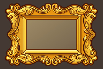 Gold-plated wooden picture frame vector illustration