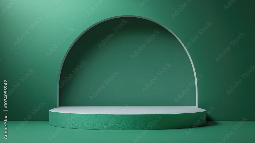 Poster 3d abstract rendering of a minimalist mock up stage or podium designed for an awards ceremony featur