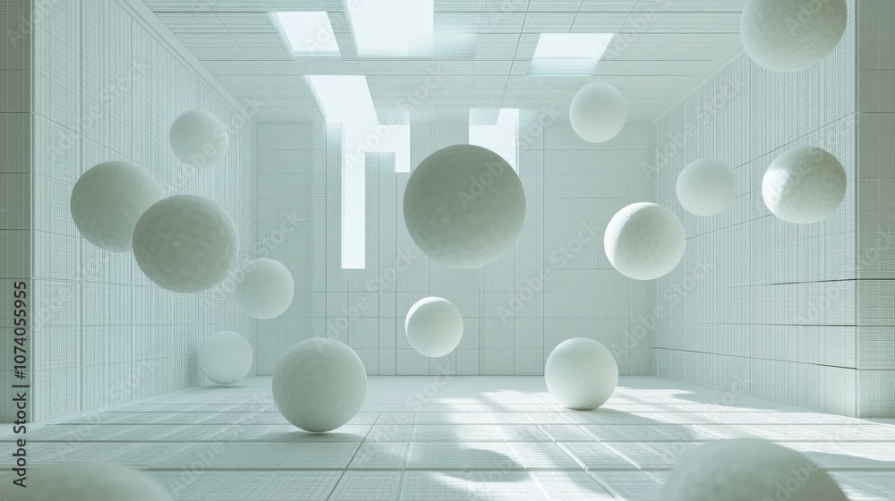 Leinwandbilder floating shapes in an empty 3d rendered space
