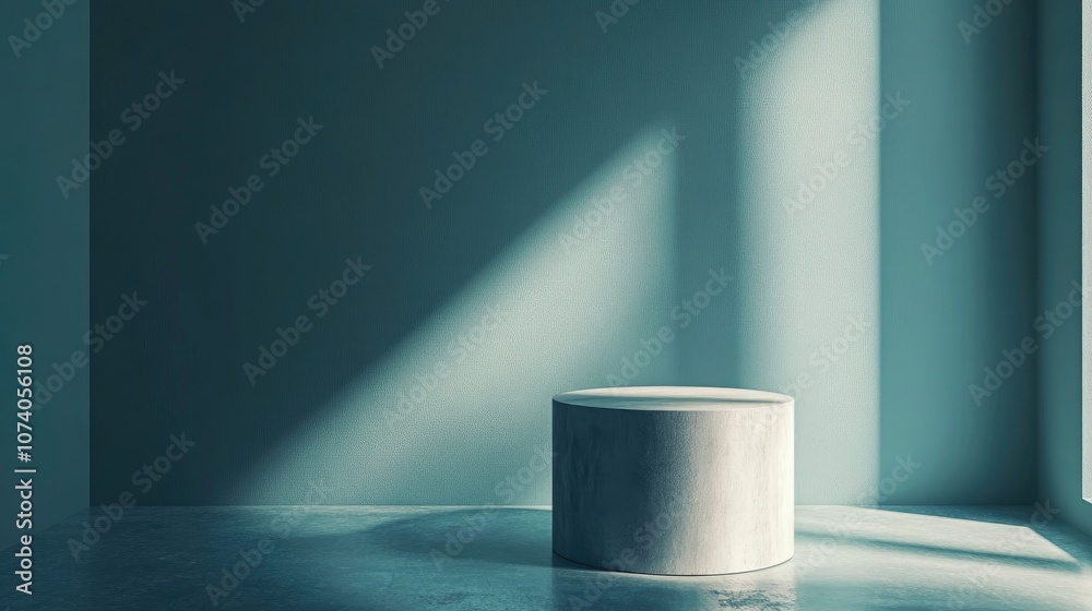 Aufkleber minimalistic abstract backdrop with a pedestal 3d illustration and rendering