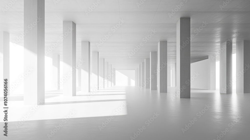 Leinwandbilder Abstract modern architectural background with an expansive empty interior space 3D rendering