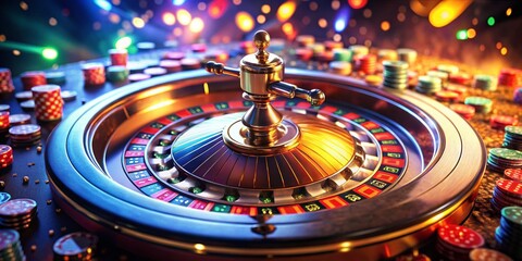 Captivating Drone Photography of a Casino Roulette Wheel in Action, Showcasing the Excitement and Thrill of Gaming in a Luxurious Casino Environment