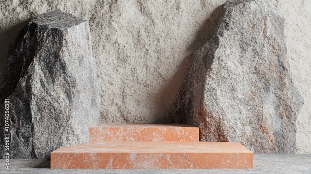 Poster Abstract geometric stone and rock texture background minimalist mockup for podium display or showcase 3D rendering