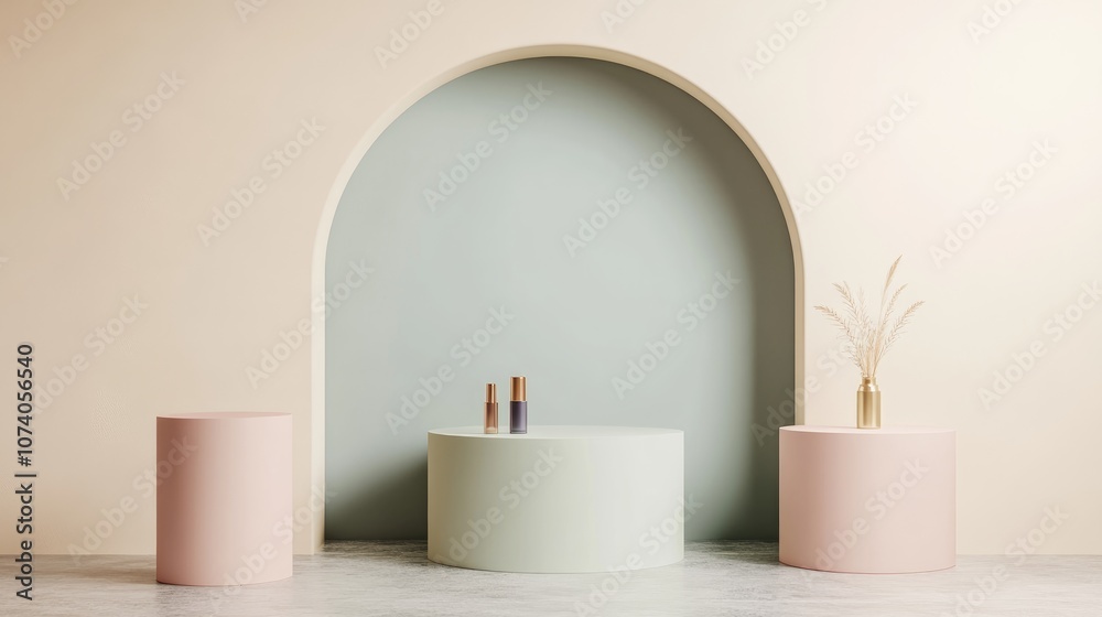 Aufkleber abstract minimalistic scene featuring a pastel color design suitable for cosmetic or product display