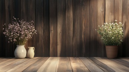 Fototapeta premium 3D rendering of interior scenes and wooden backdrops suitable for websites presentations or as image backgrounds