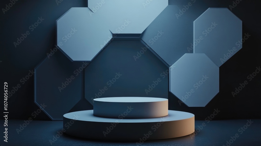 Poster Abstract background featuring a geometric podium for product display 3D rendering