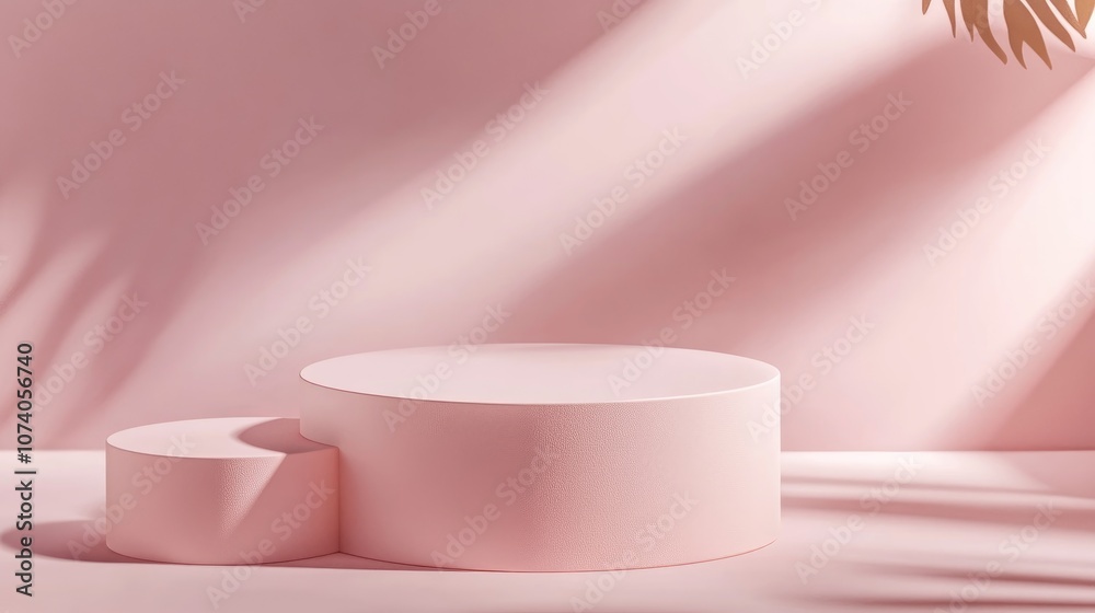 Aufkleber 3d pink cylinder podium with a minimal studio background abstract geometric shape object illustratio