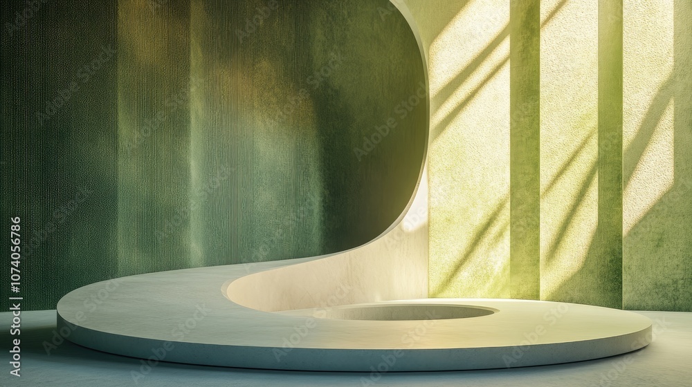 Poster Abstract background featuring a podium and wall scene created through 3D rendering and illustration