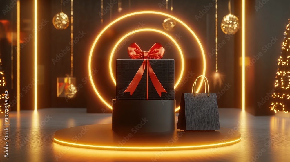 Poster 3d rendering of a podium for a promotional sale featuring a realistic design round studio setup gold