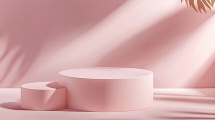 3D pink cylinder podium with a minimal studio background Abstract geometric shape object illustration for product display