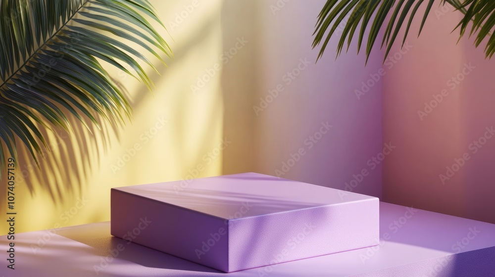 Aufkleber empty purple baby square podium with a hipster abstract background 3d illustration of abstract platf