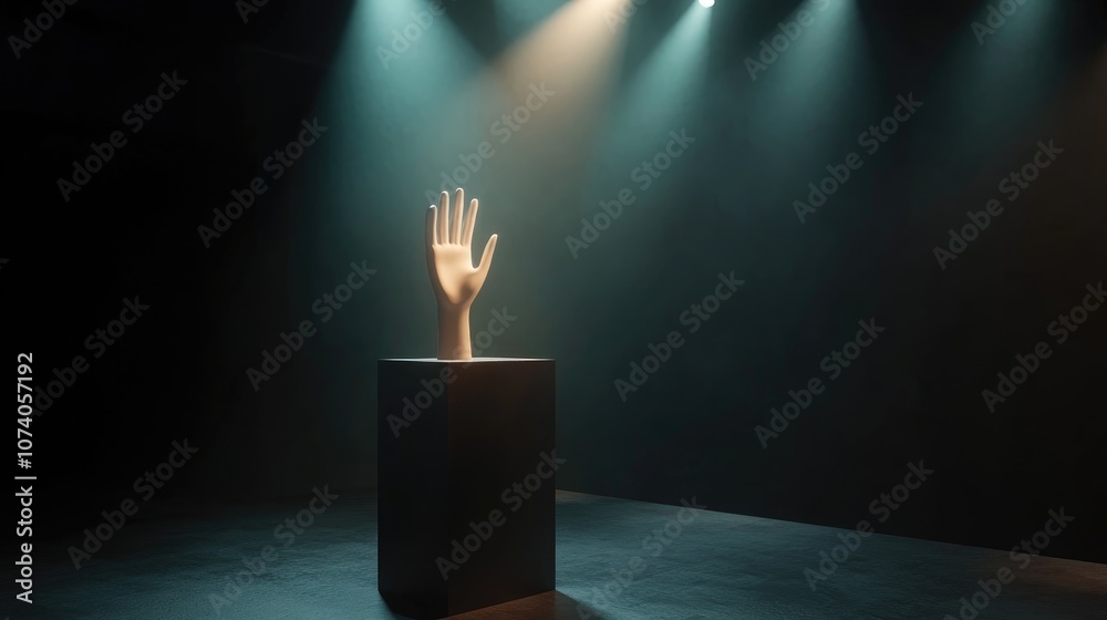 Aufkleber abstract studio environment featuring a mannequin s hand illuminated by stage lighting showcasing a 