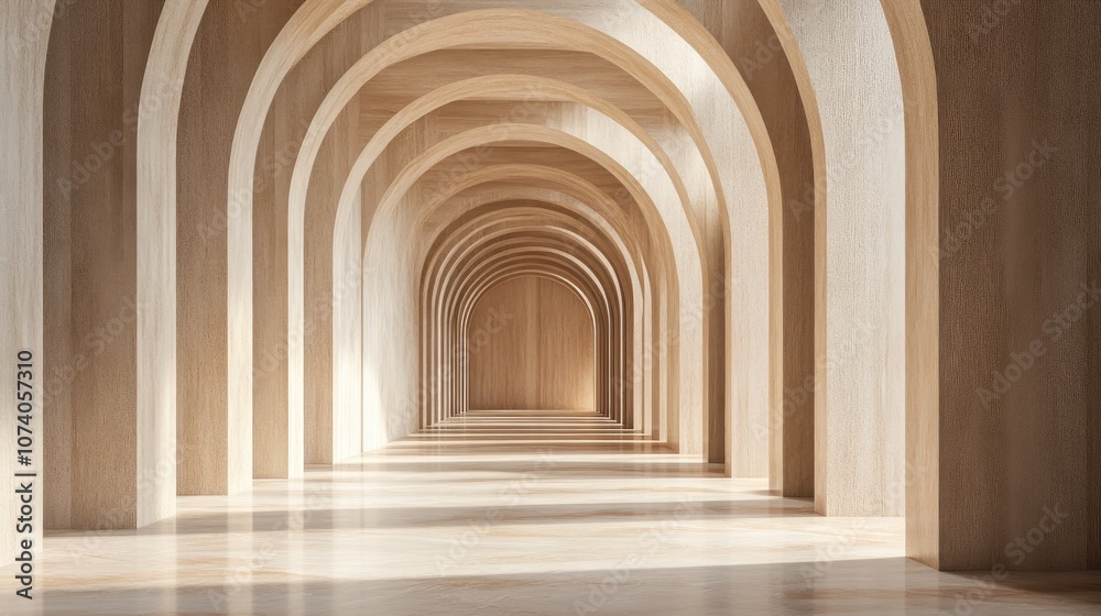 Poster interior architecture with an empty arched passage in a 3d rendering