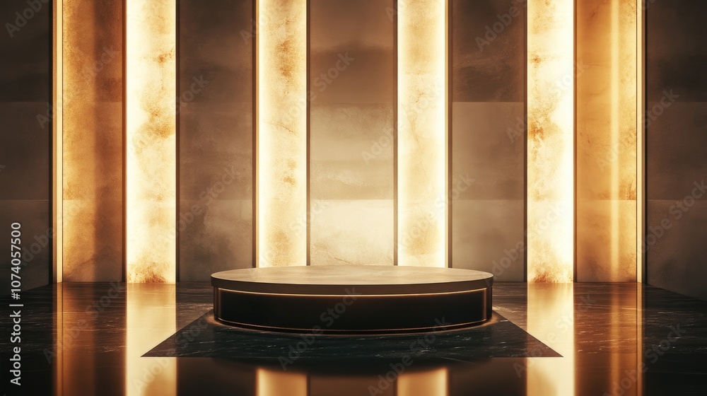 Poster Elegant and visually appealing background featuring a pedestal and display showcase 3D illustration and rendering