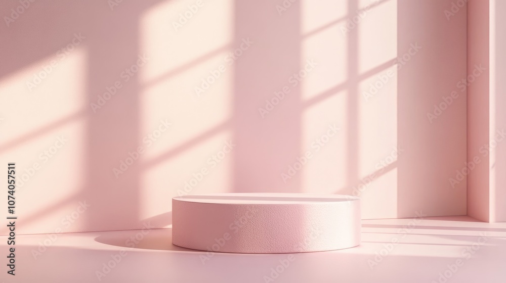 Aufkleber Pastel pink display podium on an empty surface with a soft backdrop 3D rendering without any entry point