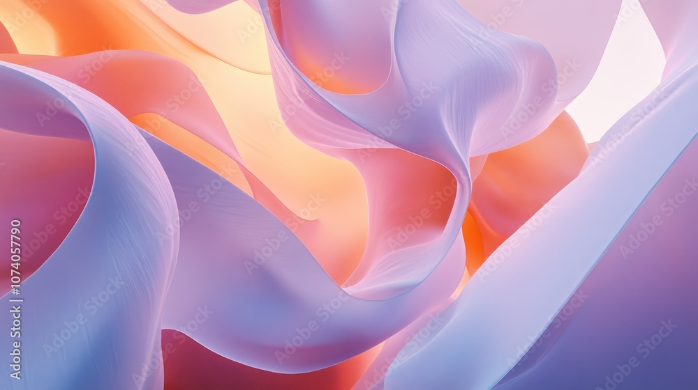 Poster 3d rendering of abstract cgi art featuring pastel colored shapes against a soft background design co