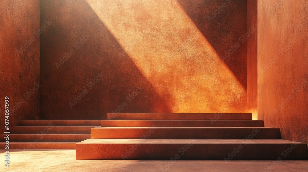 Aufkleber walls and platforms featuring richly textured gradients interior backdrop illuminated by sunlight 3d