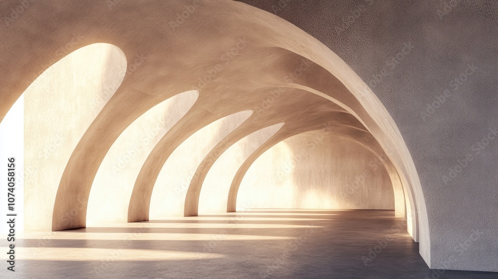 Poster abstract arched interior design in a 3d rendering