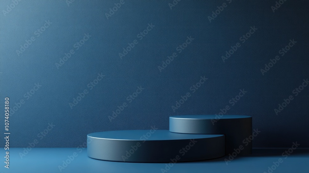 Poster Geometric shape podium on a blue background for product display 3D rendering Minimalist design