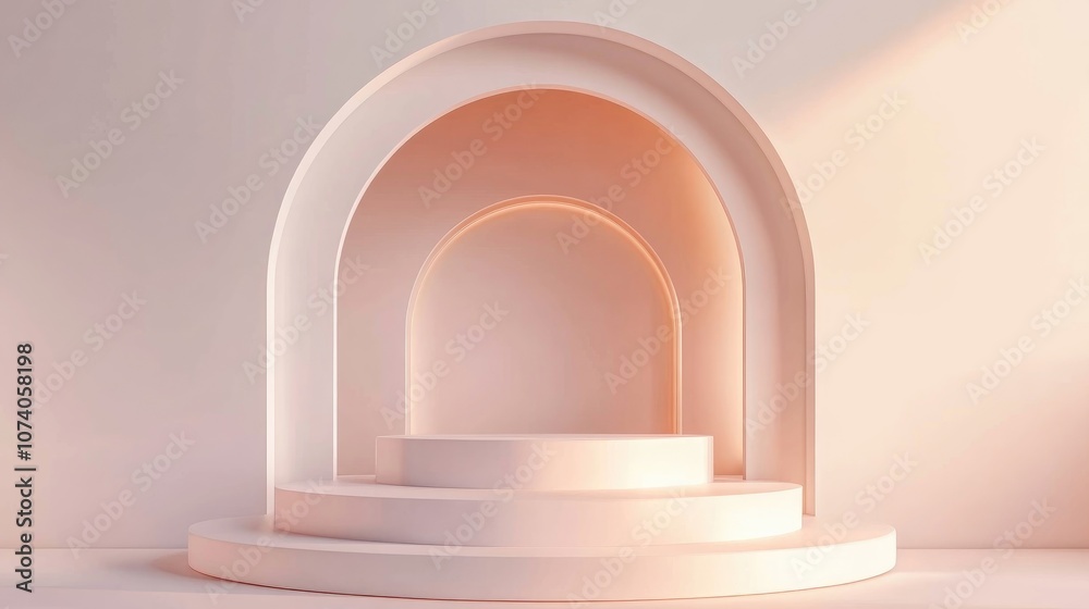 Poster 3d background featuring white podiums podium setting abstract minimalistic scene