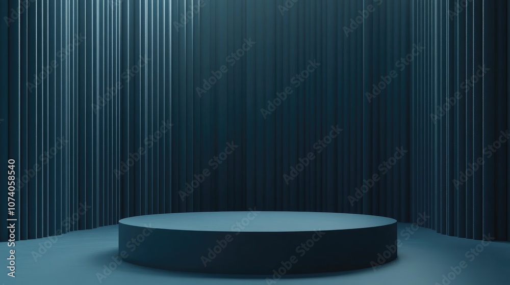 Poster Abstract 3D space featuring a realistic cylinder pedestal podium Minimalistic scene designed for product display mockup presentations 3D rendering of geometric shapes Stage exhibit