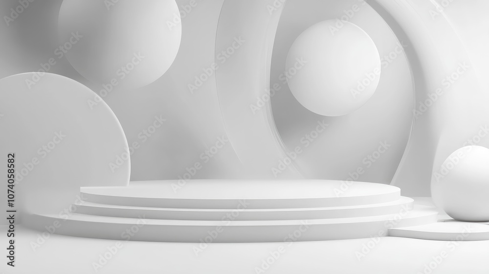 Aufkleber 3d background featuring white podiums podium setting abstract minimalistic scene