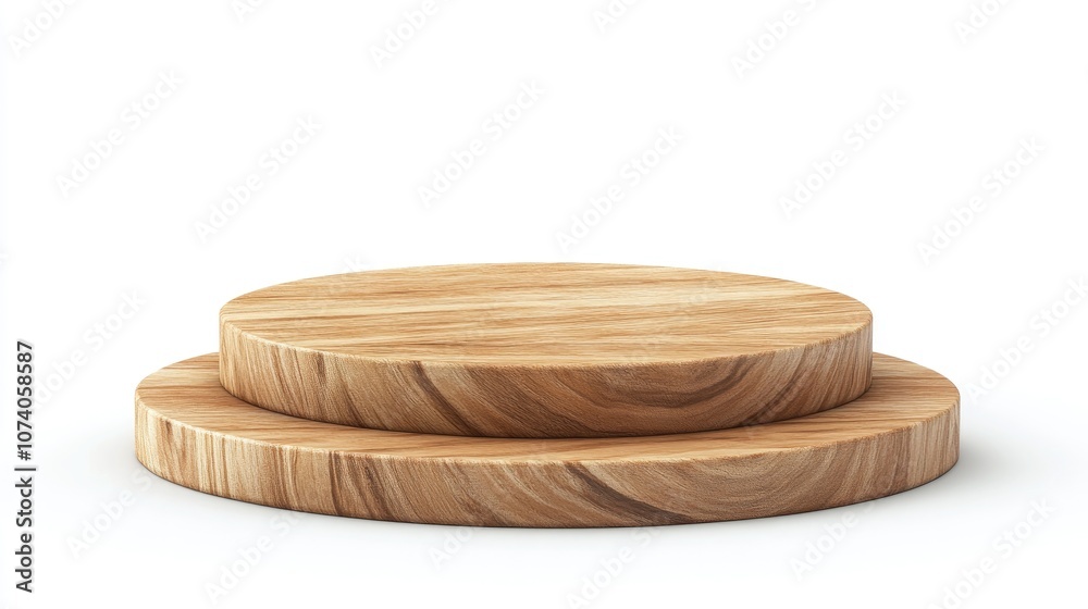 Poster wooden display podium on a white background 3d rendering