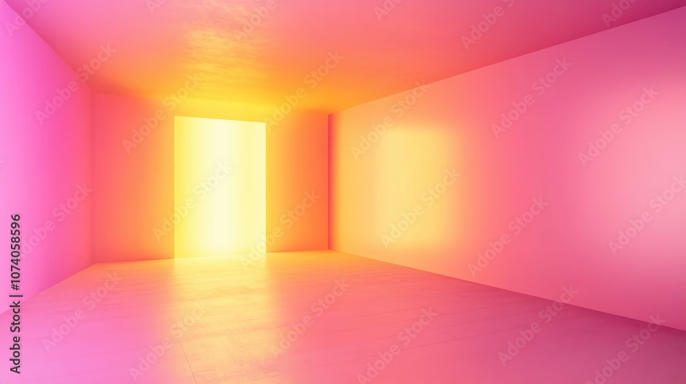 Poster pink and yellow gradient wall in an abstract 3d rendering
