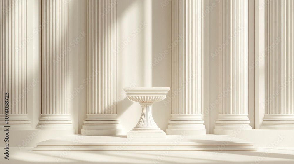 Aufkleber Elegant backdrop featuring a pedestal and display case 3D illustration 3D rendering