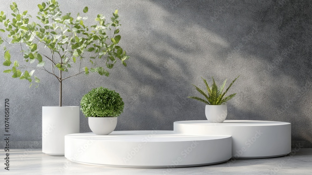 Poster 3d render of a white podium display