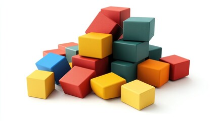 Obraz premium Business concept geometric blocks isolated on a white background 3D rendering