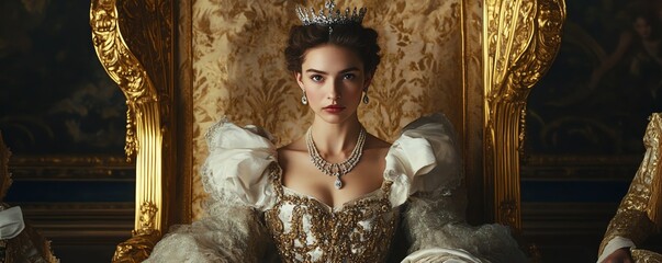 Elegant queen in royal attire and crown