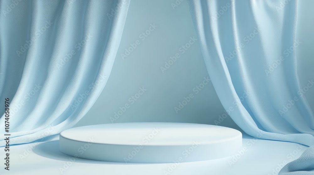 Poster 3d render of a soft blue pastel minimal background template for showcasing products