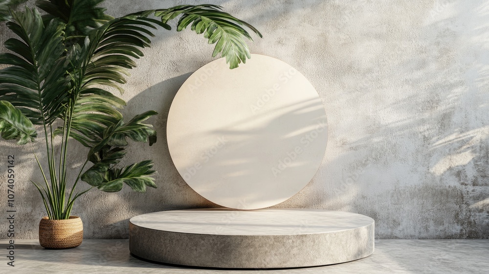 Aufkleber Empty podium with a blank product display backdrop 3D rendering