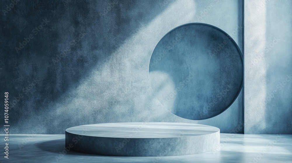 Poster minimalist abstract backdrop featuring a pedestal 3d illustration and rendering