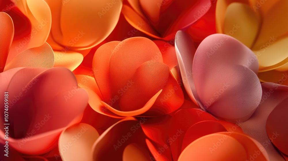 Poster Abstract composition featuring numerous rotating petals in 3D