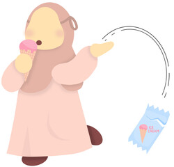 Little girl throwing rubbish carelessly