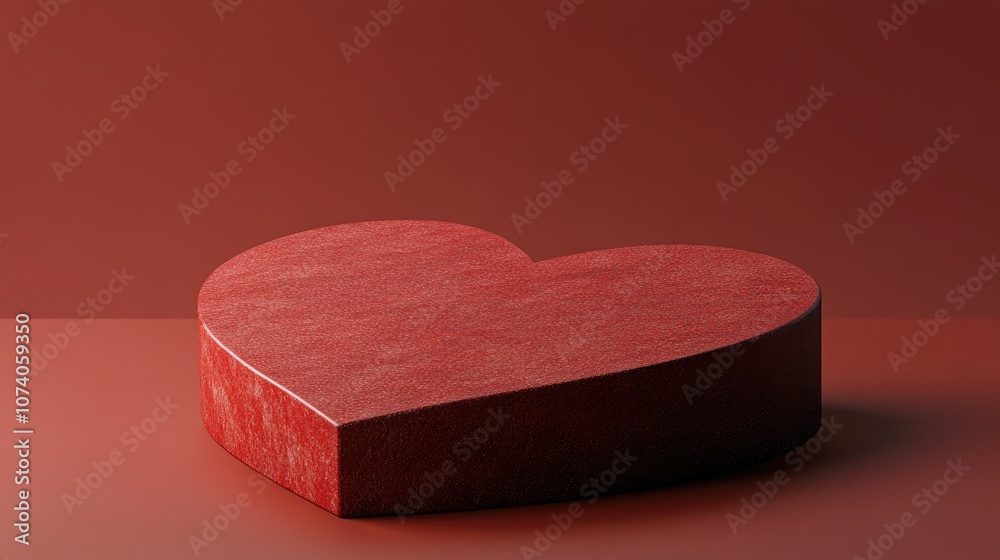 Poster Minimal heart shaped background mockup podium Pedestal setup for product display 3D rendering