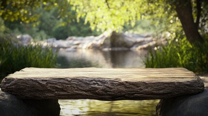 Tree trunk wood plank set against a natural backdrop for 3D product placement rendering
