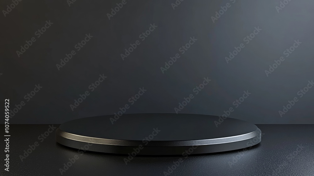 Aufkleber black podium on a dark background for showcasing cosmetic products pedestal or platform backdrop 3d 