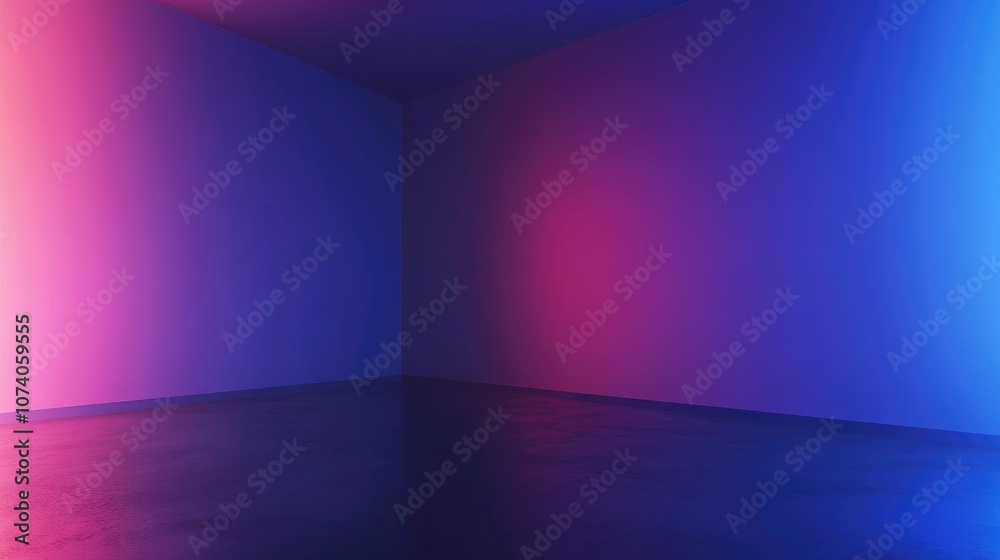 Fototapete abstract gradient background in blue and purple hues featuring an empty dark studio space 3d renderi