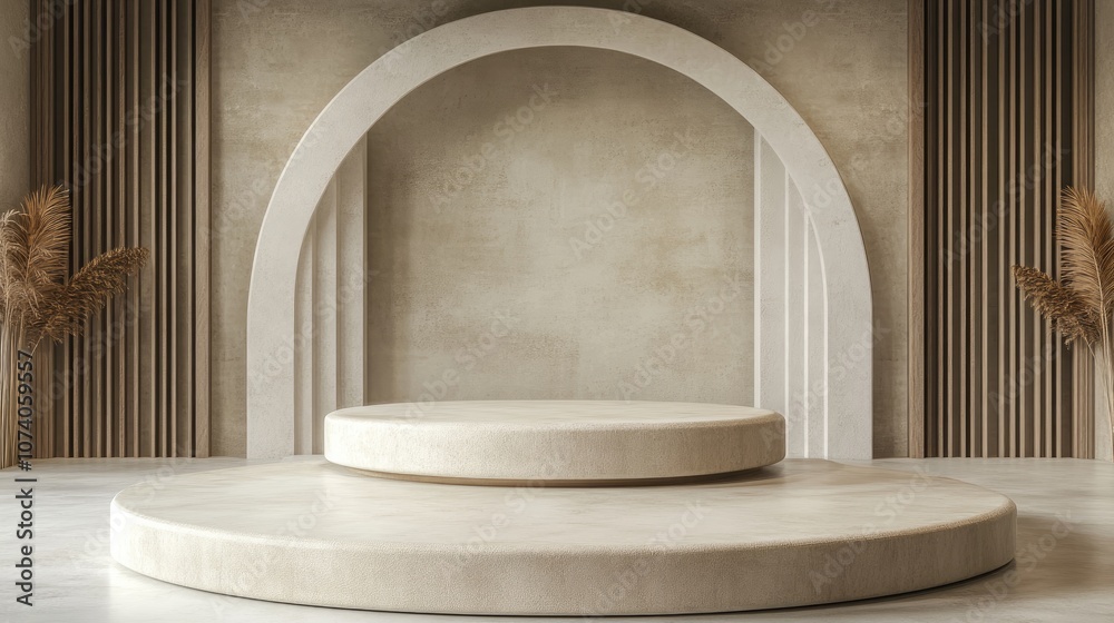 Poster 3D rendering of an abstract podium for product display